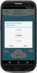 Screenshot of appointment booking feature