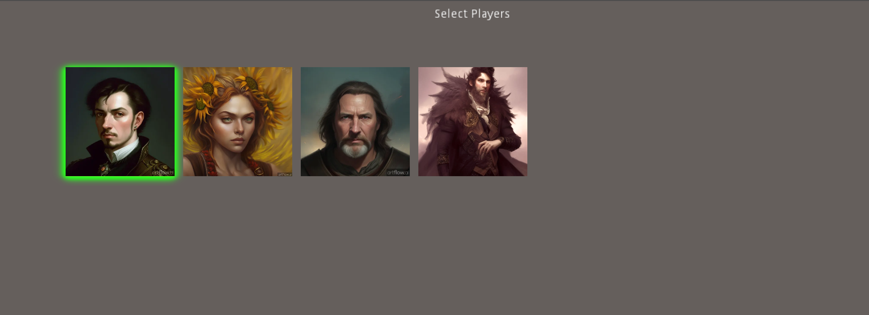 A screenshot of the player selection screen