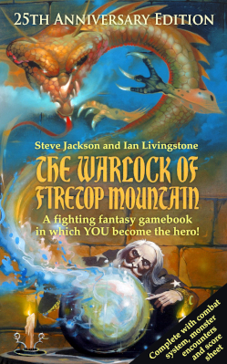 The front-cover of 'The Warlock of Firetop Mountain', a Fighting Fantasy book