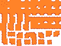 A tile map featuring a lava tile, where the lava blends with white-space instead of with a second tile